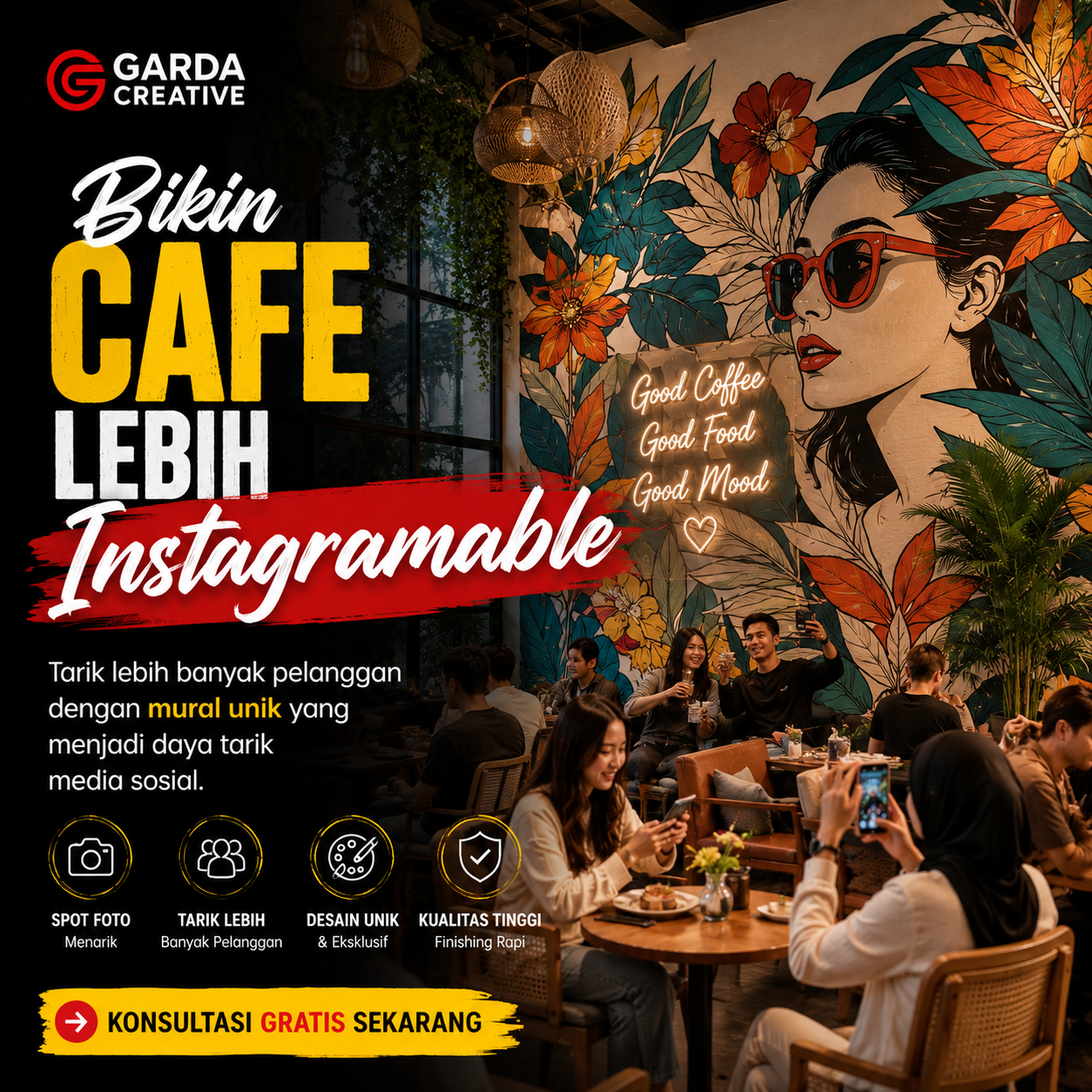 Jasa Lukis Dinding Cafe Cianjur untuk Desain Tempat Hangout Aesthetics